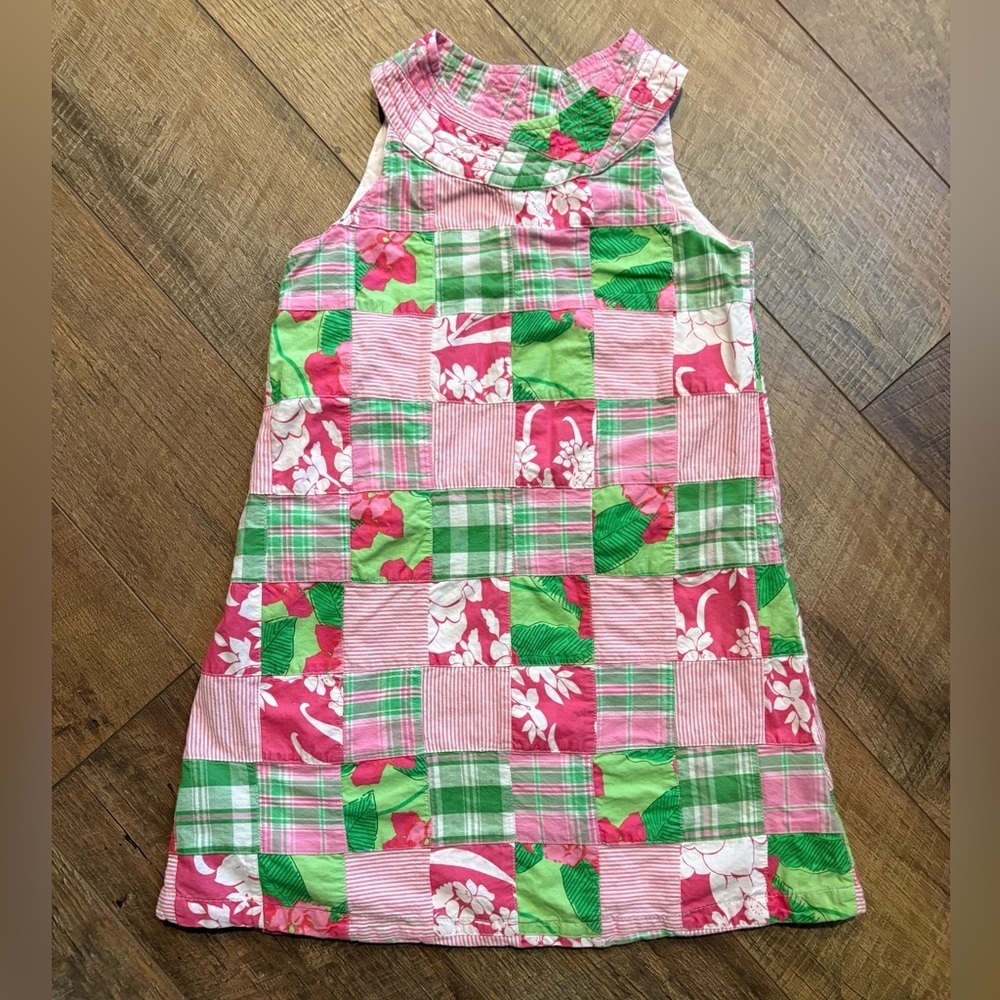 Savannah Girls Patchwork Dress Size 7 Pink Green Floral Easter Spring Cotton - Picture 8 of 11